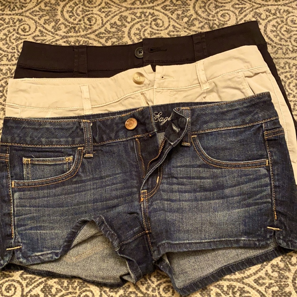 American eagle denim and khaki shirt shorts size 6